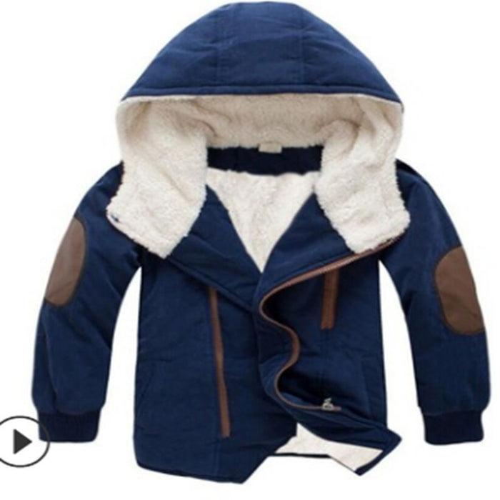 Winter Girl's Thickened Mid-length Children's Large Fur Collar Cotton-padded Jacket