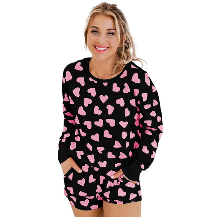 Heart Shape Printed Home Two-piece Women's Clothing