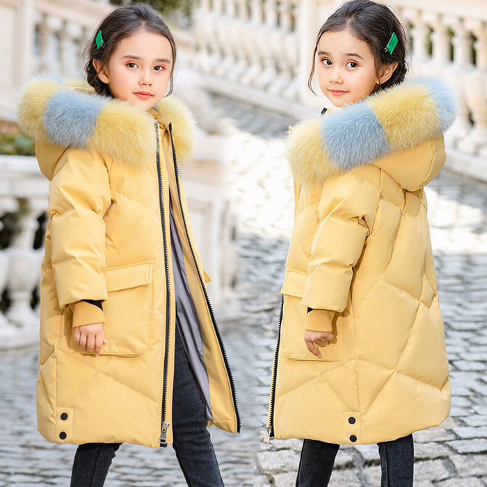 Girls Mid-length Cotton-padded Jacket Children's Winter Clothes