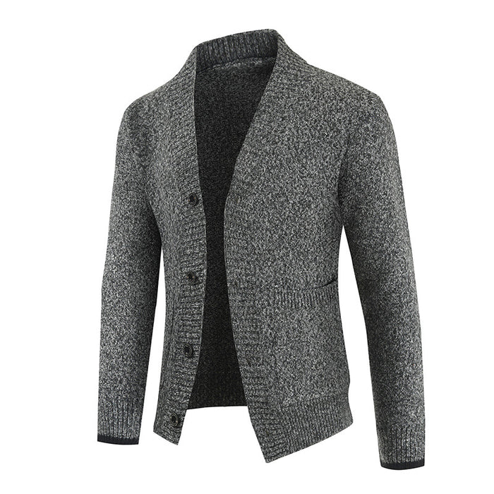 Men Cardigan Sweater Button Long Sleeve