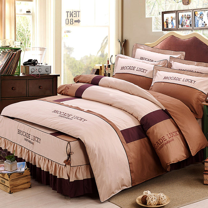 Solid color cotton bed skirt set of four