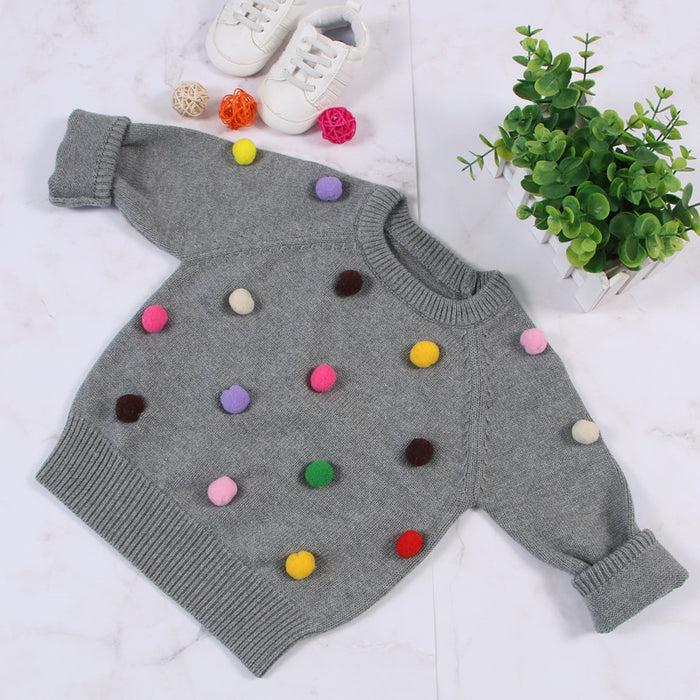 Strickjacke Mädchen Winter Kinder Pullover Kugeln Design Baby Gestrickte Strickjacken Lässige Kleinkind Jungen Pullover Woolen Fleece Mädchen Pullover