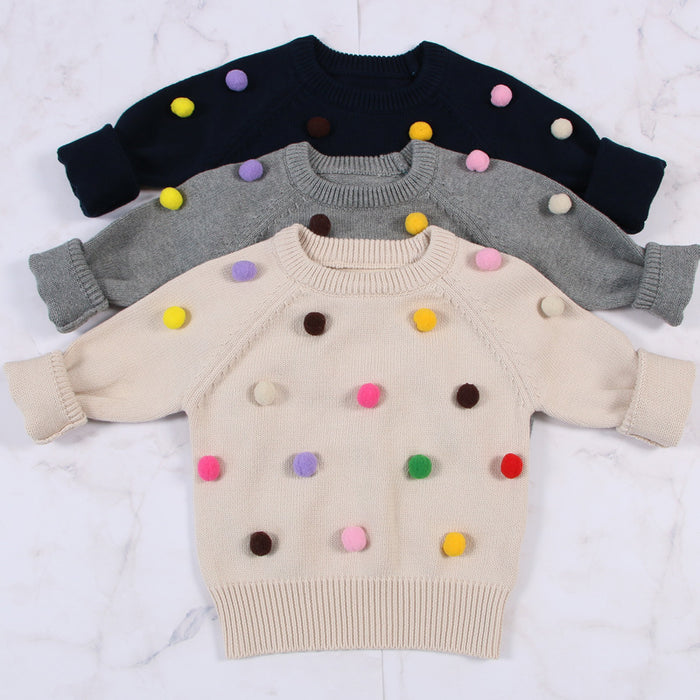 Strickjacke Mädchen Winter Kinder Pullover Kugeln Design Baby Gestrickte Strickjacken Lässige Kleinkind Jungen Pullover Woolen Fleece Mädchen Pullover