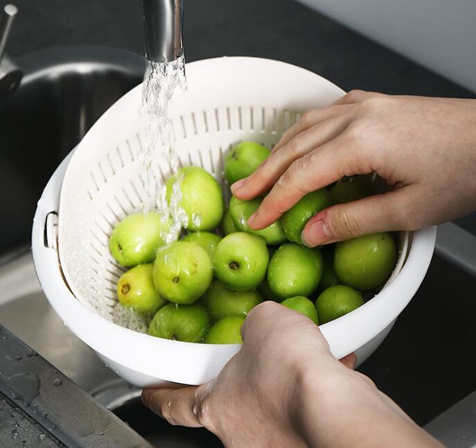 Double-Dish Sink Drain Basket Kitchen Panning Wash Fruit Basket