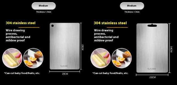 Thick Double-sided 304 Stainless Steel Cutting Board