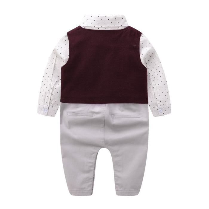 Baby gentleman clothes spring vest kids romper