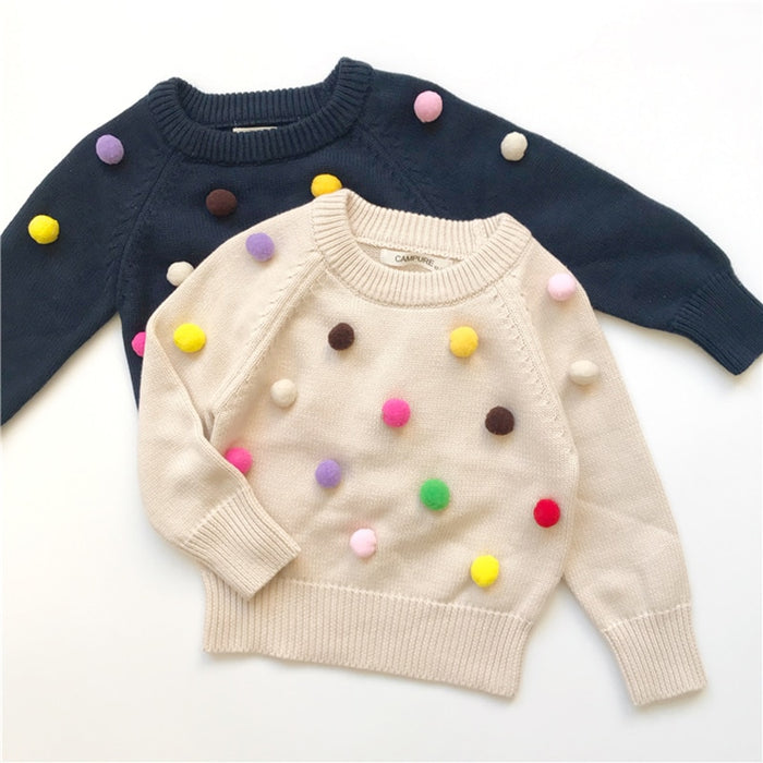 Strickjacke Mädchen Winter Kinder Pullover Kugeln Design Baby Gestrickte Strickjacken Lässige Kleinkind Jungen Pullover Woolen Fleece Mädchen Pullover