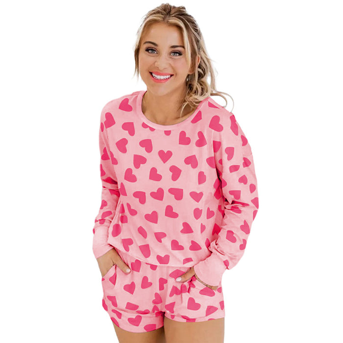 Heart Shape Printed Home Two-piece Women's Clothing