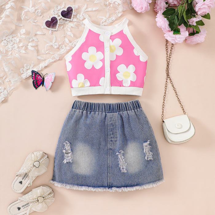 Fashion Personality Girls Summer Denim Suit