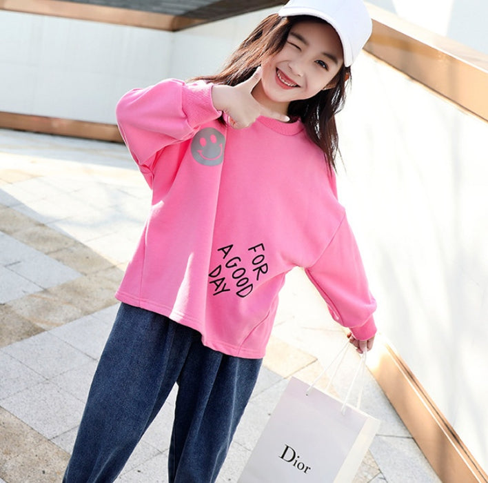 Girls Sweater Spring New Korean version of the big boy cotton loose shirt children's sweater tide