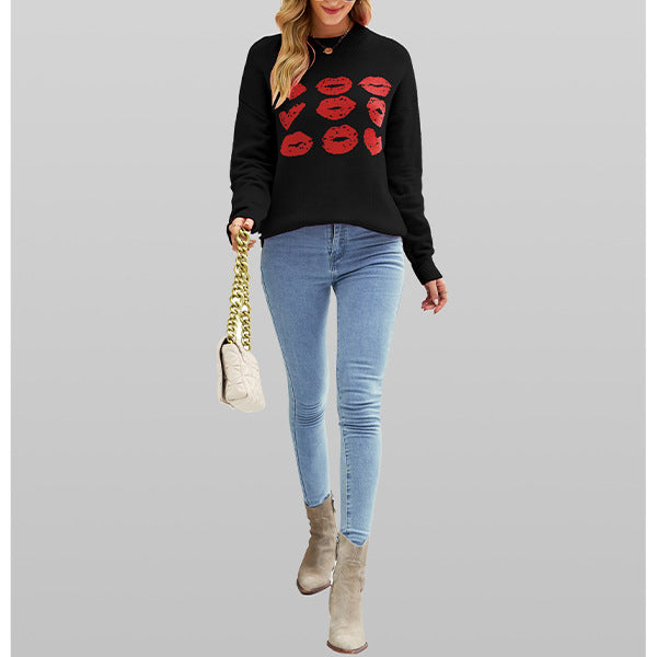 Women's Autumn Winter Love Lips Sweater