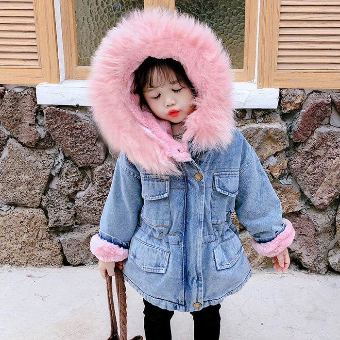 Winter plus girls denim jacket