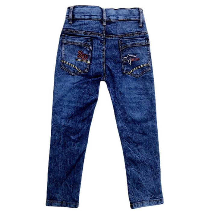 Kids Jeans Crumpled Boys Casual Boys Solid Color Jeans