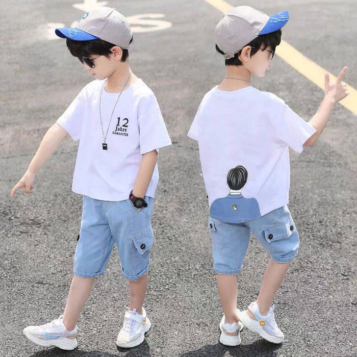 Children's Short Sleeved Suit Boys Summer Handsome Sports Clothes Trend