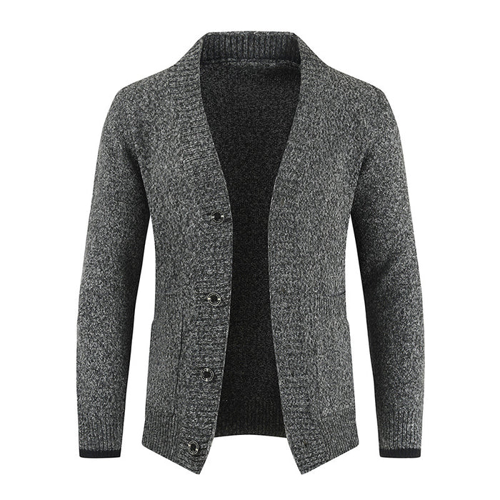 Men Cardigan Sweater Button Long Sleeve