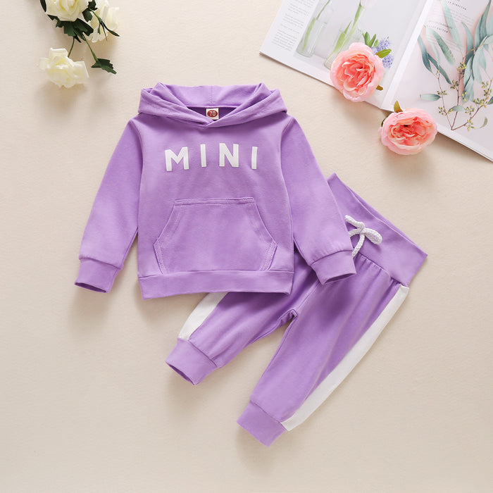 Girls Long Sleeve Sweatshirt Hooded Sports Suit