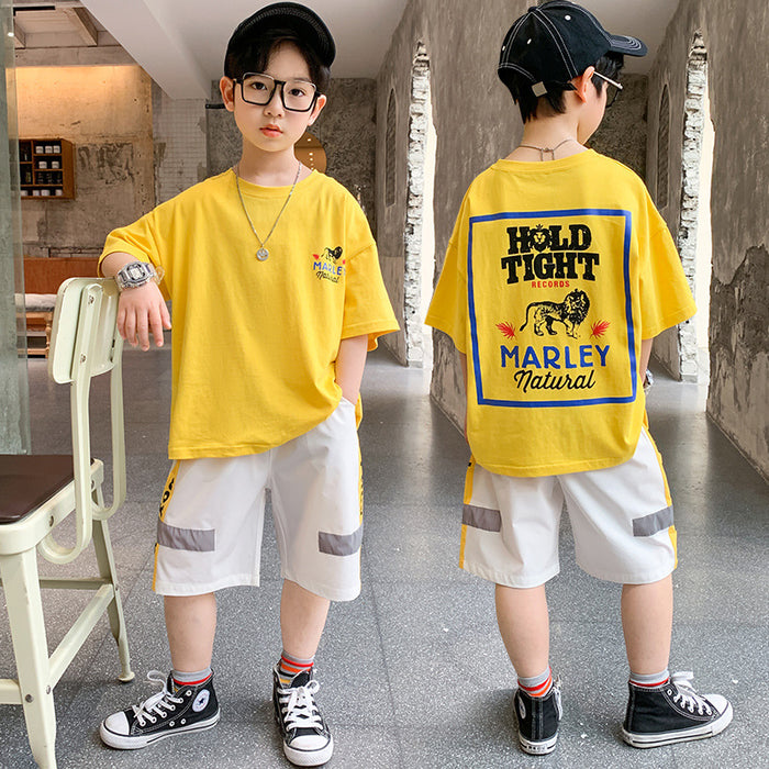 Boys Summer Short-sleeved Suits, Children's Handsome Summer Clothes