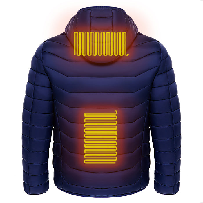 Men Heated Puffer Jacket Electric Heating Coat Insulated Hood Windbreaker 9Heat Zones