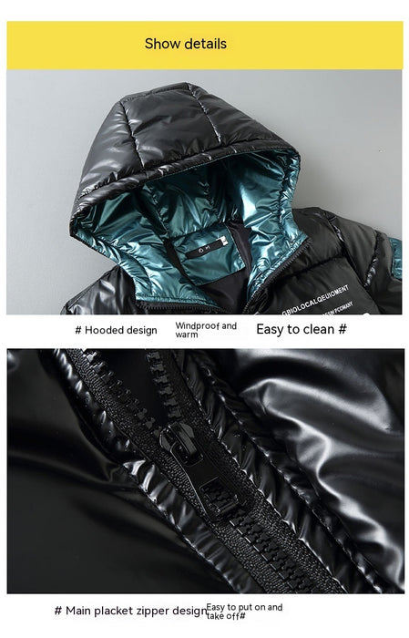 Winter Down Thick Bright Leather Cotton-padded Jacket