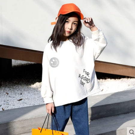 Girls Sweater Spring New Korean version of the big boy cotton loose shirt children's sweater tide