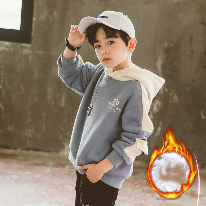 Children's Jacket Plus Velvet Padded Sweater For Boys Autumn And Winter