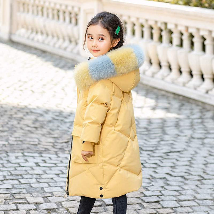 Girls Mid-length Cotton-padded Jacket Children's Winter Clothes