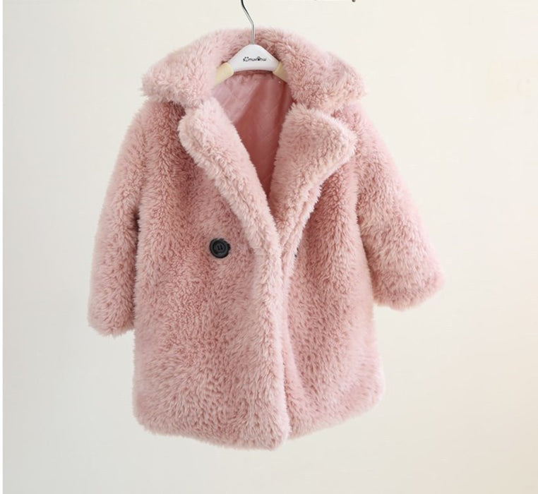 Fur children's wear Lapel cashmere coat