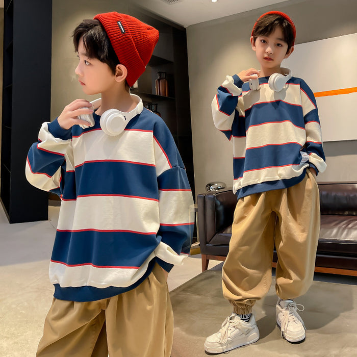 Boys' Sweater Casual Hedging Stripes