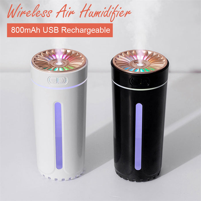 Wireless Air Humidifier Colorful Lights Mute Ultrasonic USB Fogger Diffuser Purifier 800mAh Rechargeabl Cool Mist Maker For Car