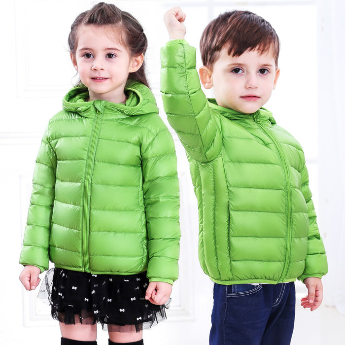 Children's Down Jacket Lightweight Medium And Large Children's Feather Short Hooded Jacket