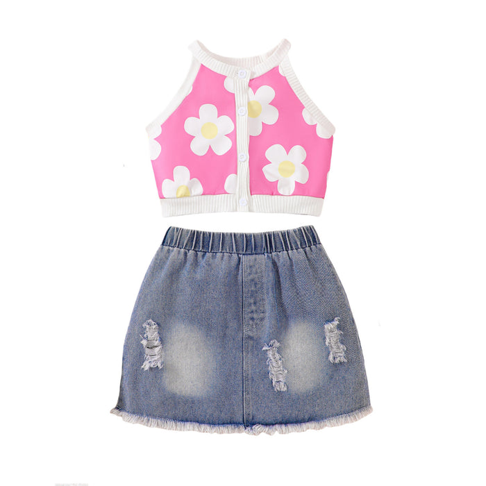 Fashion Personality Girls Summer Denim Suit