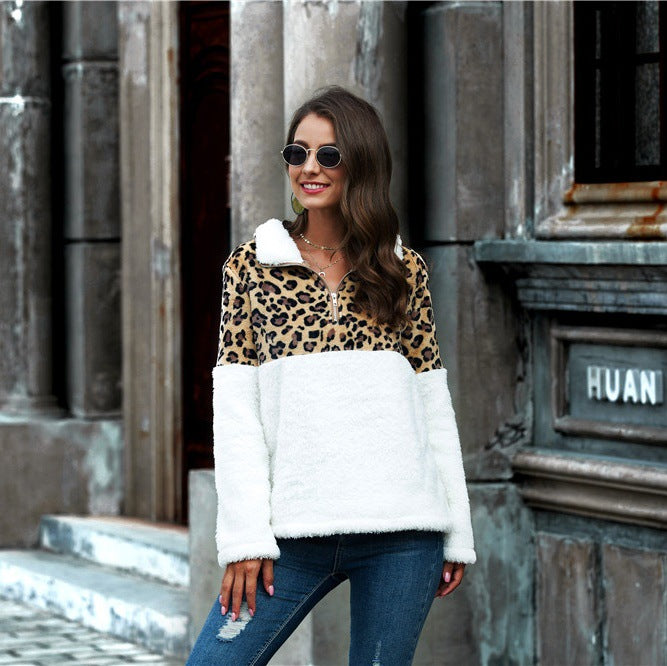 Autumn And Winter New Long-sleeved Sweater Leopard Print