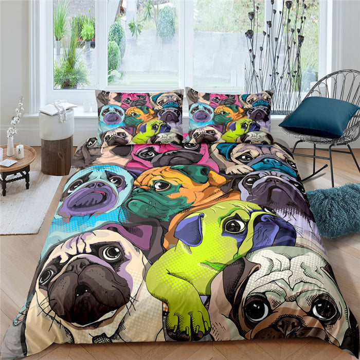 3D Pug Digital Printing Bedding Set