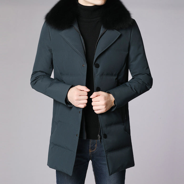 Mid-length thick warm casual hooded coat