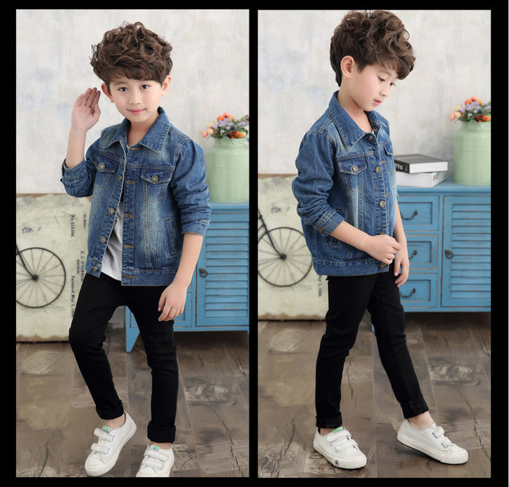 children girls ripped denim jacket kids boys kinny coat tops