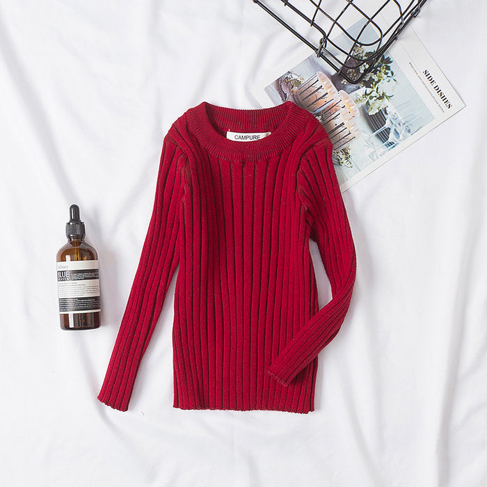 Spring And Autumn Close-fitting Sweater Crew Neck Cotton