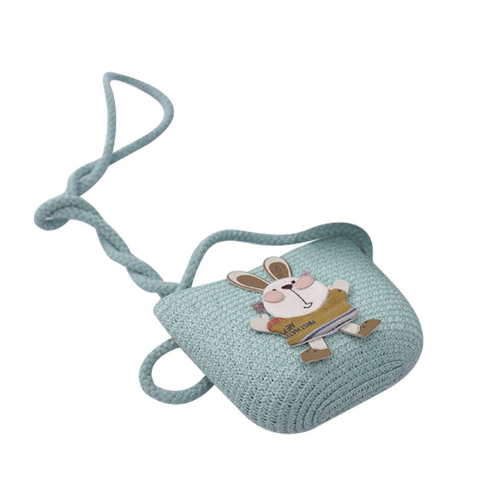 Cute Rabbit Decoration Bag Two-Piece Straw Hat