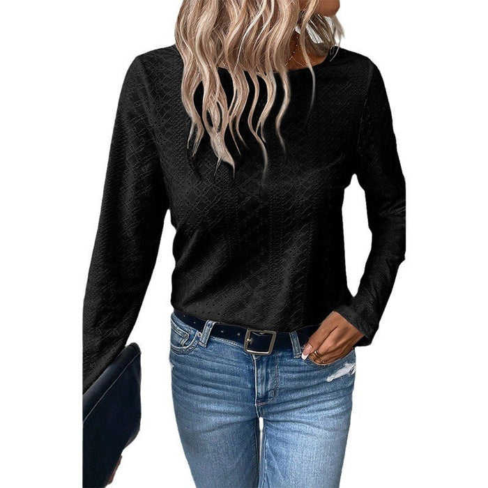 Women's Autumn Fashion Backless Round Neck Long Sleeve T-shirt