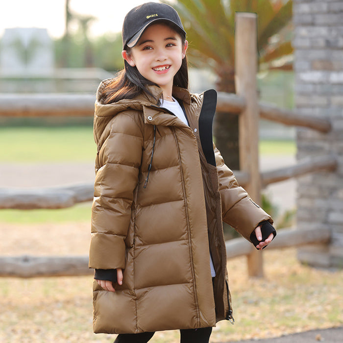 Fashion Girls Down Jacket Mid-length Thickened