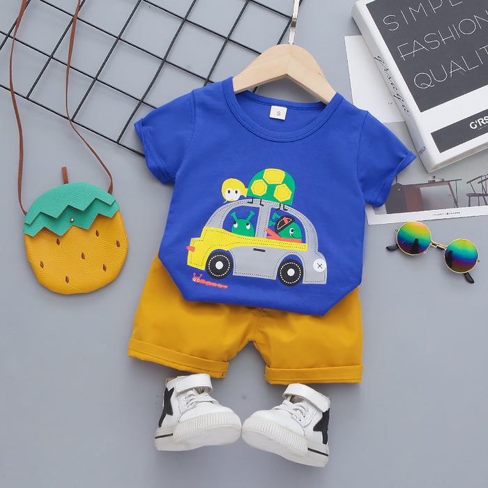 Boys Kids Children's Short Sleeve T-shirt Shorts Korean Suit