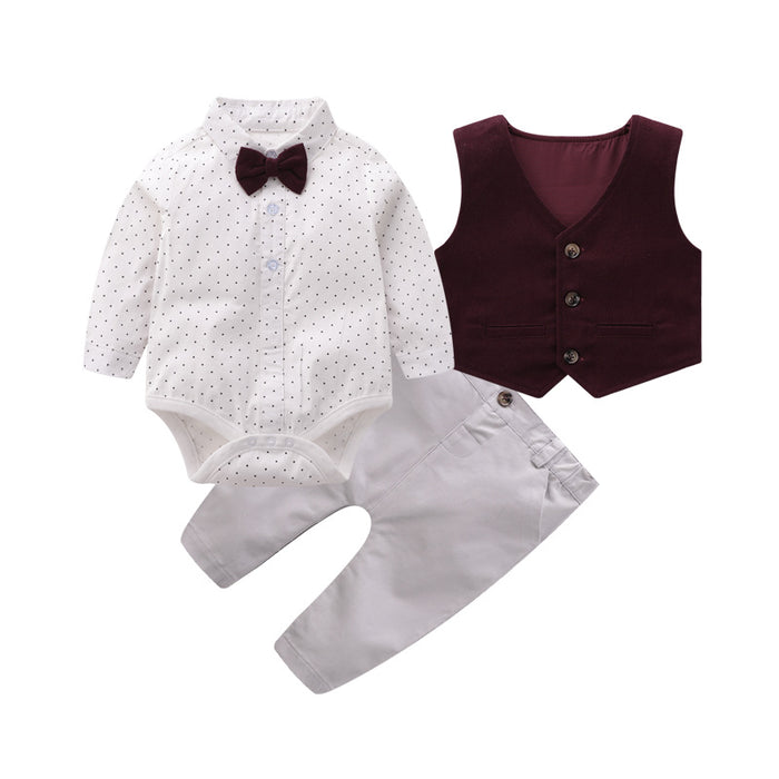 Baby gentleman clothes spring vest kids romper