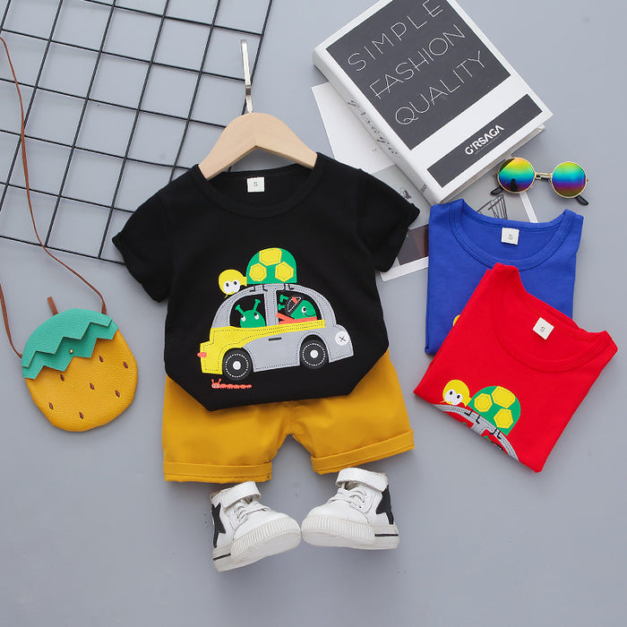 Boys Kids Children's Short Sleeve T-shirt Shorts Korean Suit