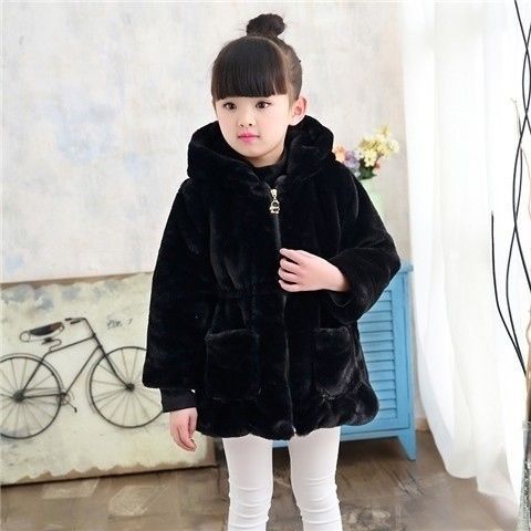 Plush Padded Children's Clothing Girls Wool Sweater Coat