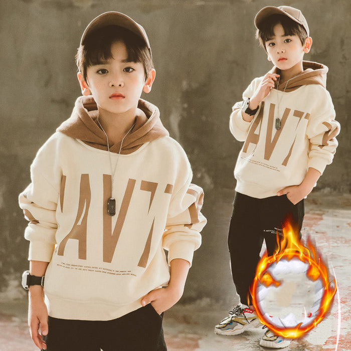 Children's Jacket Plus Velvet Padded Sweater For Boys Autumn And Winter