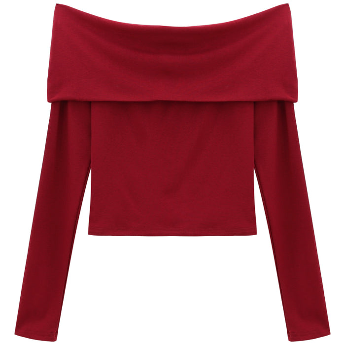 Vintage One-shoulder Long-sleeved Knitwear For Women