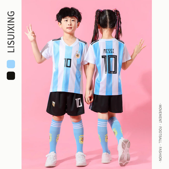 Summer Yellow Kindergarten Chinese Team Men&#039;s Outdoor Training Sports Jersey No. 10 Children&#039;s Football Suit Set Female