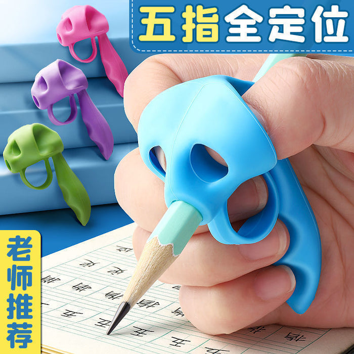 Five-finger Pen Holder Children Practice Writing Correction Posture Device Kindergarten Beginner Finger Silicone Artifact Portable Pencil Set