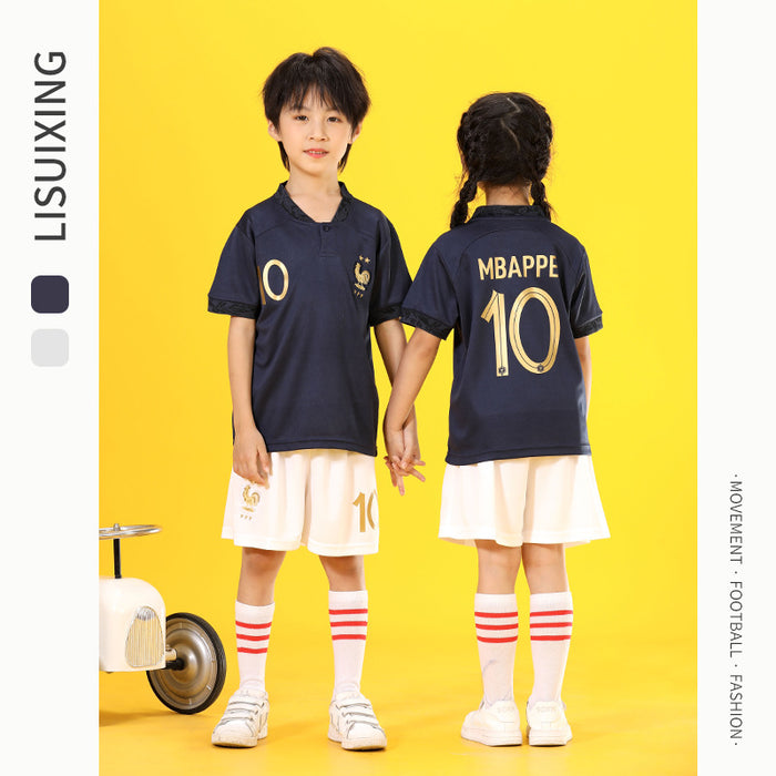 Summer Yellow Kindergarten Chinese Team Men&#039;s Outdoor Training Sports Jersey No. 10 Children&#039;s Football Suit Set Female