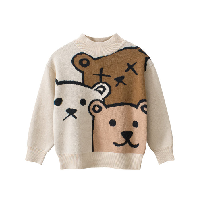 Boys' Bear Sweater Cartoon Top