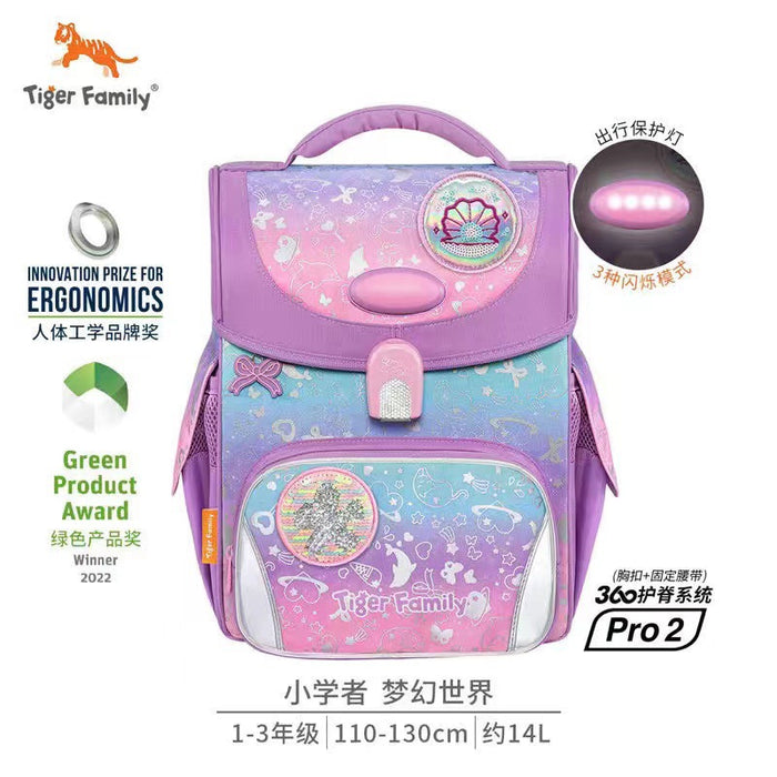 Tigerfamily Elementary School Student Schoolbag Male Light Female Children&#039;s Backpack 1-3-6 Grade Ridge Protection Backpack